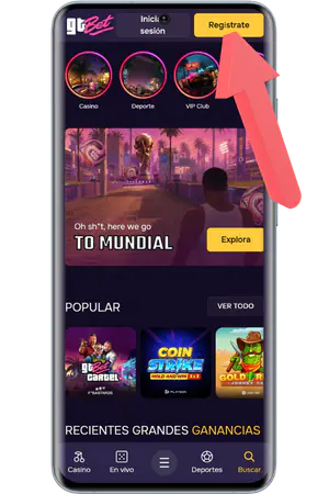 GT Bet Casino sitio oficial España botón registro