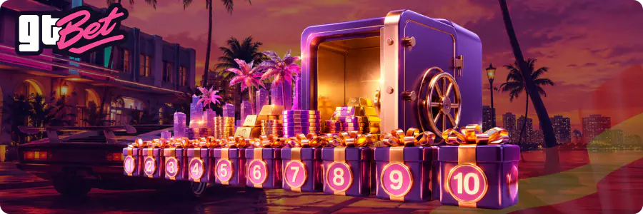 GT Bet Casino paquete bienvenida 10 depósitos 10000 euros 800 giros